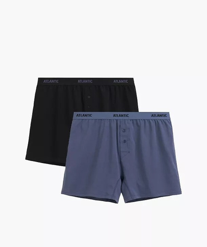 Bóxers para hombre Atlantic 2MBX-0255 A2 2 unidades negro-denim – sueltos, 100% algodón