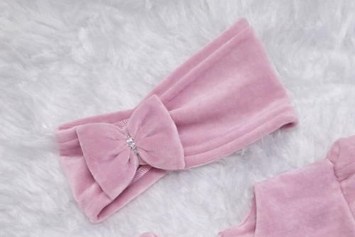 Diadema Amelka con lazo Bambarillo rosa empolvado