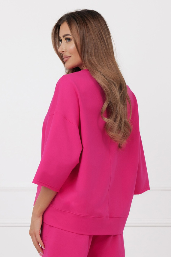 Sudadera Kaori Italian Fashion 3/4 manga algodón elastano - fucsia