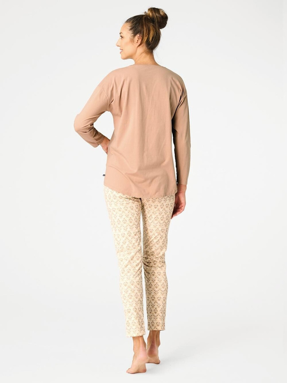 Pijama de señora Key LNS 579 - beige, algodón, manga larga, cómodo