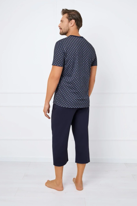 Gerard Pijama de manga corta para hombre, pantalón 3/4 Moda Italiana - estampado/verde