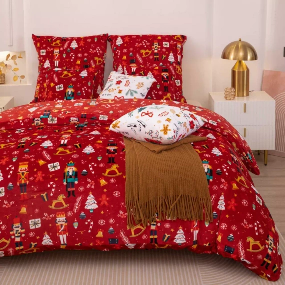 Feliz Navidad acogedora ropa de cama de oso de peluche rojo Spod Igły i Nitki- 210gsm microfibra de felpa