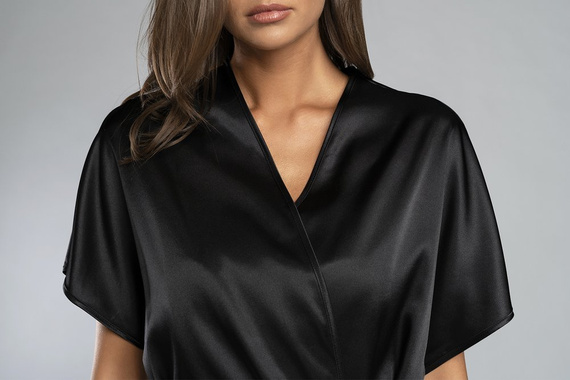 Touch Albornoz de manga corta Moda Italiana - negro