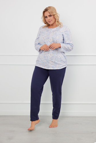 Jowita Pijama de señora manga larga, pantalón largo Moda Italiana