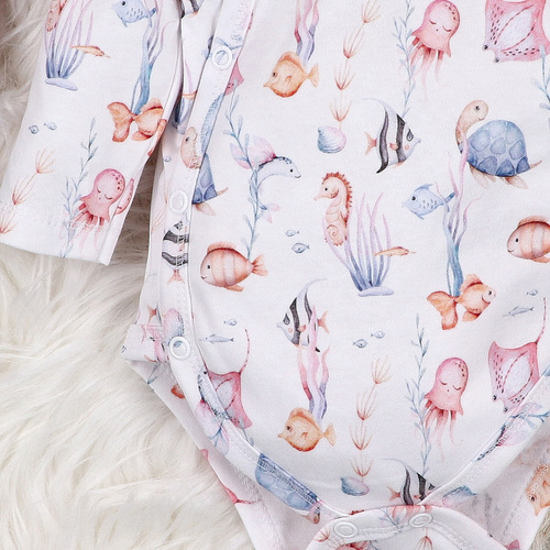 ABN-5471 Underwater World Nini cuerpo envolvente de manga larga - algodón orgánico, para bebés