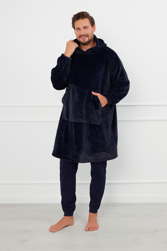 Forio Blusa manta con capucha unisex Moda Italiana - azul marino