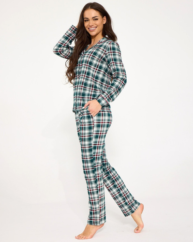 Cornette Francesca 482/490 Pijama de mujer 100% algodón con botones verde