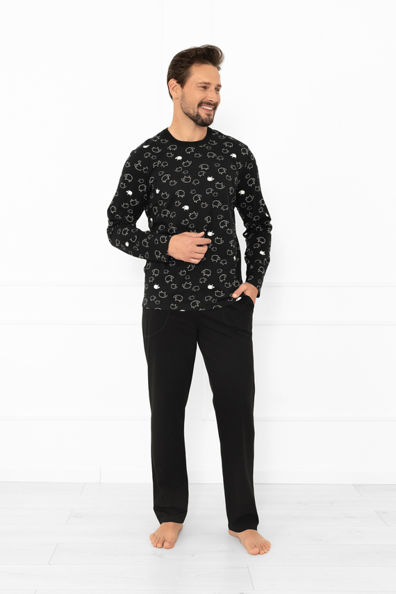 Pijama de hombre Wito - manga larga y pantalón largo, algodón MEGA SOFT Moda Italiana
