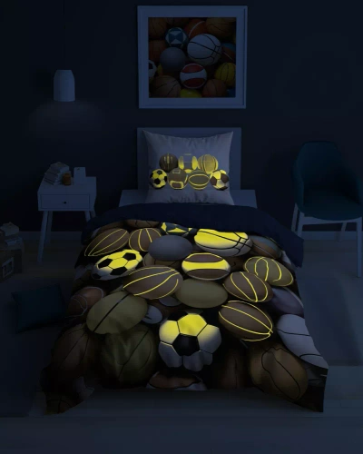 5552 A Fluo 95 Luminous in the dark sports ball mix ropa de cama | 100% algodón | Para niños Detexpol