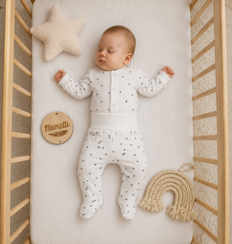 Mamatti PD16220 Pantalones cortos para bebé de algodón Estrellas Blancas