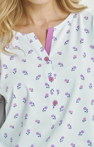 3446 Yolanda Taro pijama mujer azul - camisa viscosa 7/8, pantalón algodón