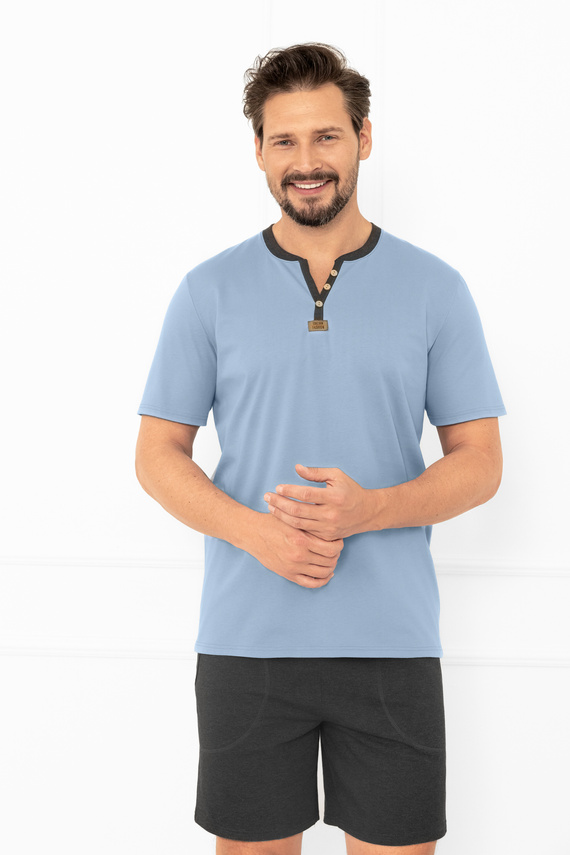 Julius Italian Fashion pijama de hombre de acero - corto, algodón, elegante