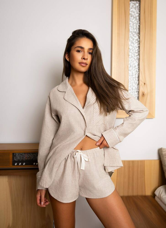 Pijama de franela para mujer Allison Sensis - beige