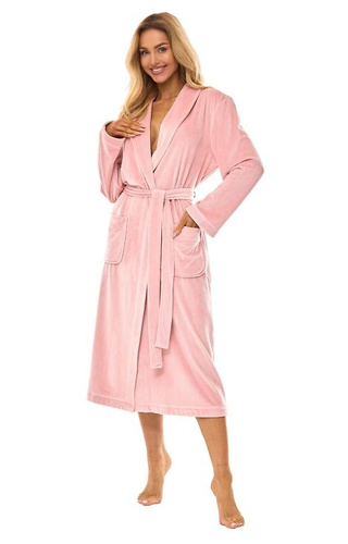 2510 Albornoz largo de señora Aura L&L rosa empolvado - suave, cálido