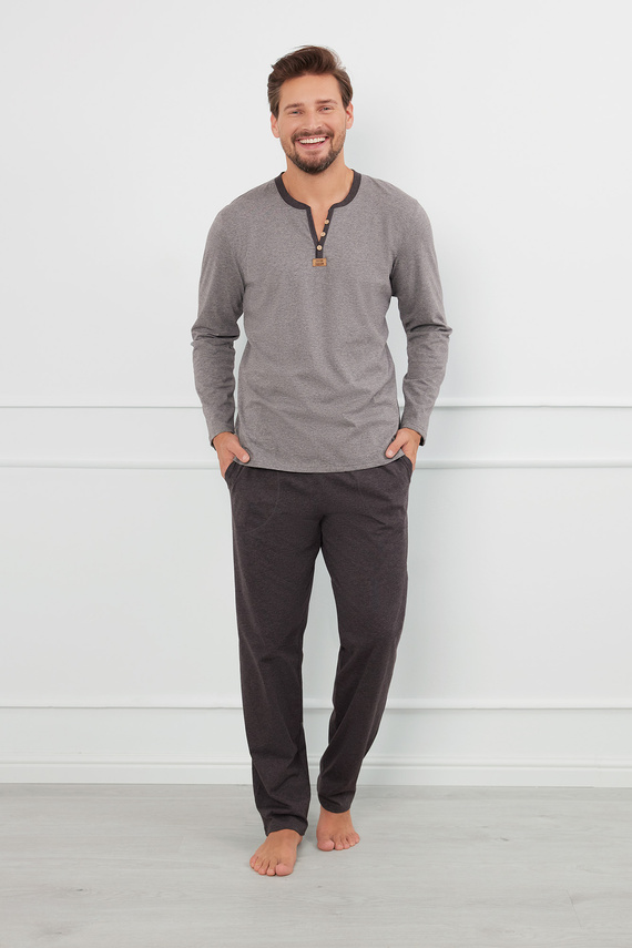 Julius Pijama de manga larga para hombre, pantalón largo Moda Italiana - ¶r.melange/c.melange