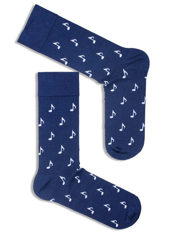 0125.077 Notes - calcetines de hombre Milena con motivo de notas, azul marino