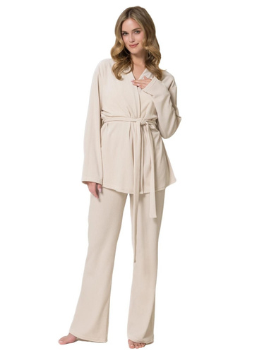 Leveza Donatell 1815 Conjunto de Mujer de Terciopelo Beige Pijama Homewear