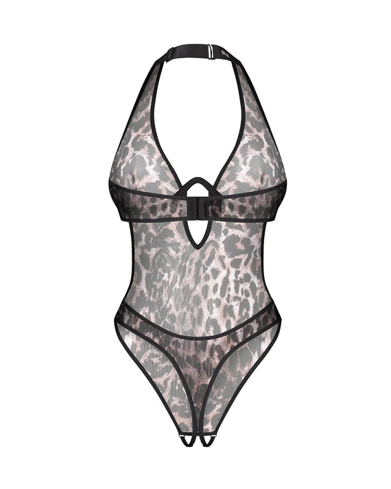 Body Obsessive Addia Teddy estampado de leopardo con monohueso y espalda descubierta
