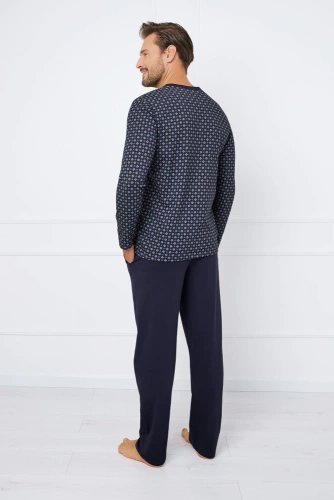 Rajmund Pijama hombre manga larga, pantalón largo Moda Italiana - estampado/verde