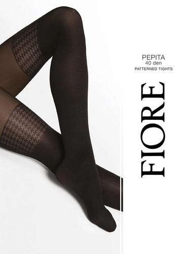 Fiore G6140 Pepita Black Medias 40 DEN Imitación Medias Pepita