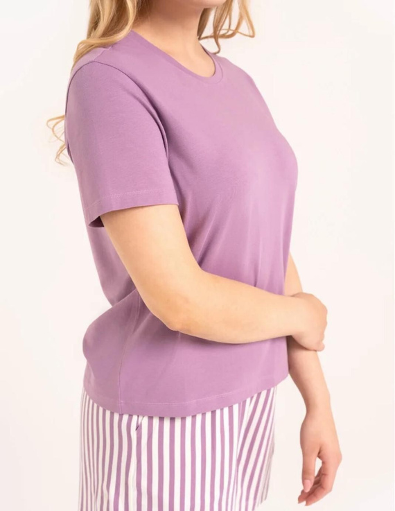 Pijama de mujer Moraj PDD2800-009 violeta de algodón con pantalones cortos a rayas