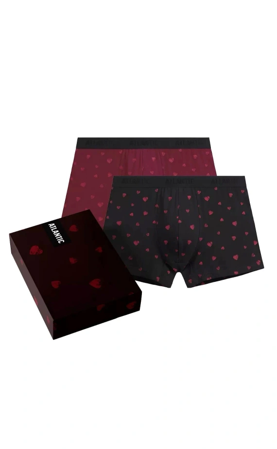2GMH-032/Z26  Bóxer masculino Atlantic 2 unidades de algodón con corazones
