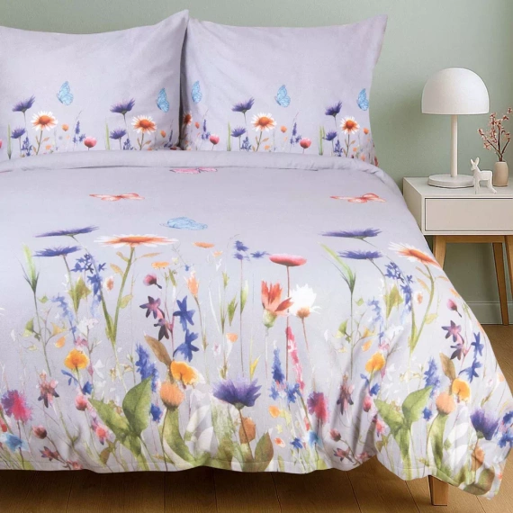 31512/2 Juego de cama Flannelove Darymex gris colorido floral, 100% algodón, cálido y suave