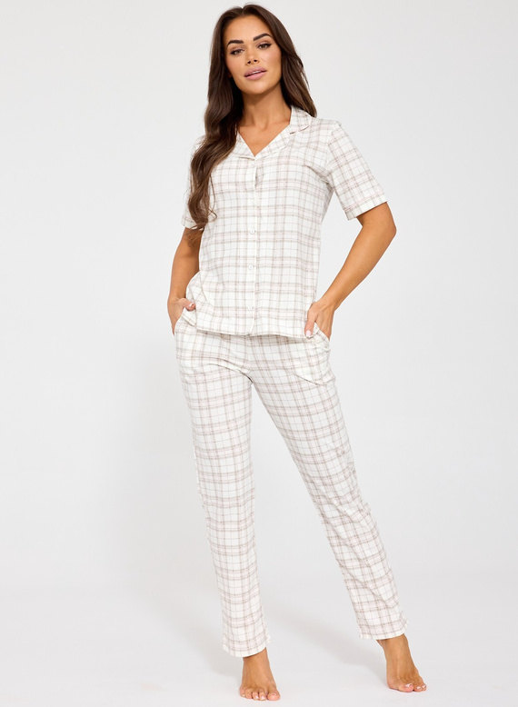 Cornette Holly 879/342 pijama mujer algodón con botones cuadros
