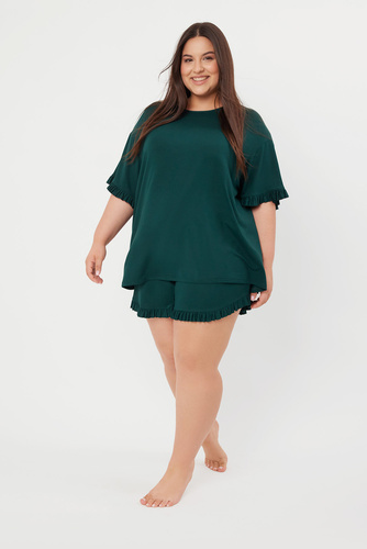 Style Pijama de manga corta para mujer, pantalón corto Italian Fashion - verde