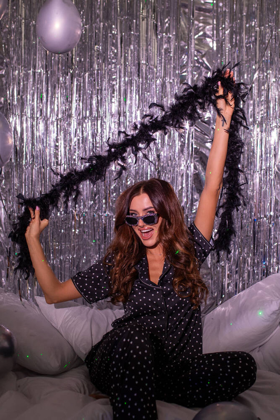 Ria Pijama de mujer manga corta, pantalón largo Moda Italiana - estampado