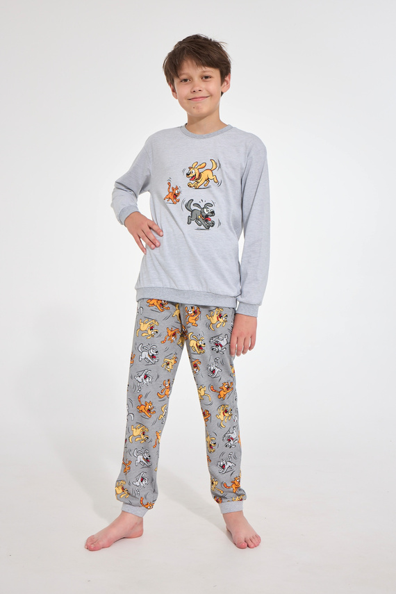 Pijama infantil Cornette FUN 593/190 966/190 algodón manga larga gris
