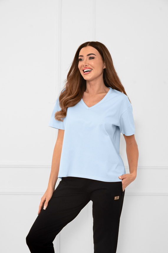 Klara - blusa manga corta mujer | Italian Fashion azul