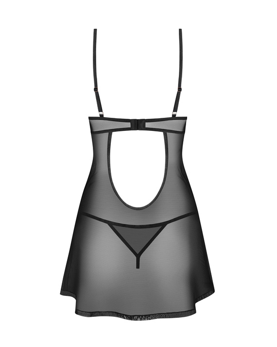 Euridia Chemise Obsessive negro - elegante camisón con aros y tanga Chemise Mujer chemise Obsessive - negro