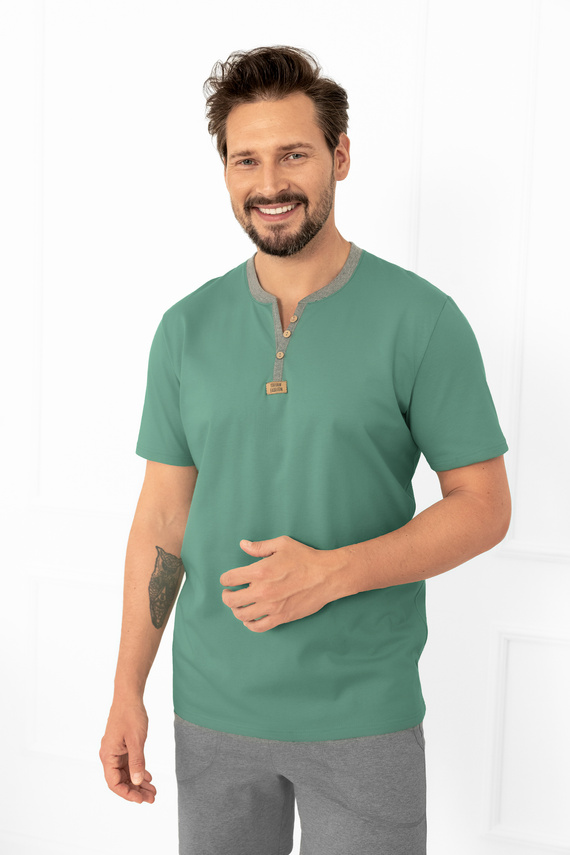 Julius Italian Fashion pijama de hombre sage - corto, algodón, elegante