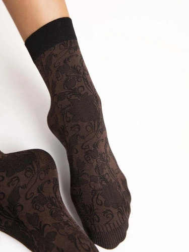 Fiore G1201 Mimosa Calcetines de mujer 40 DEN Microfibra Flores Mocca