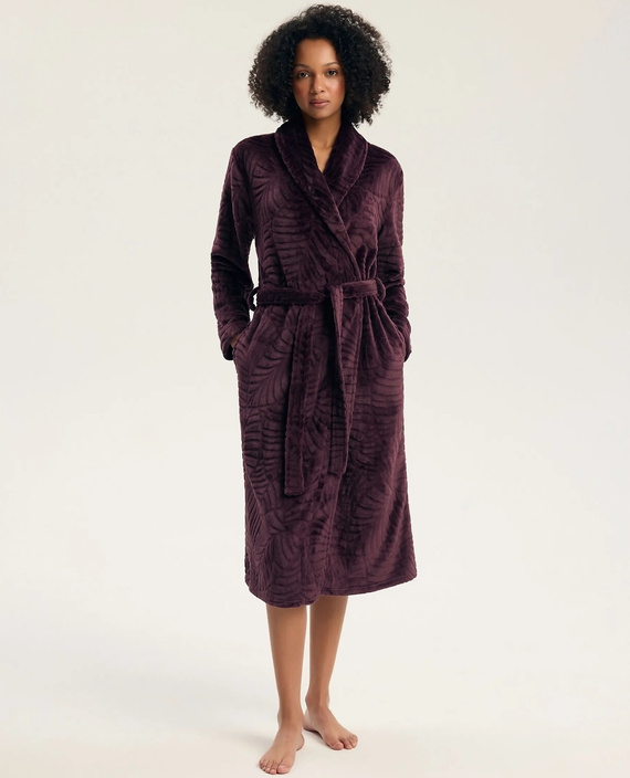 Henderson Gata 45414 Bata de mujer Dark Violet suave con bolsillos