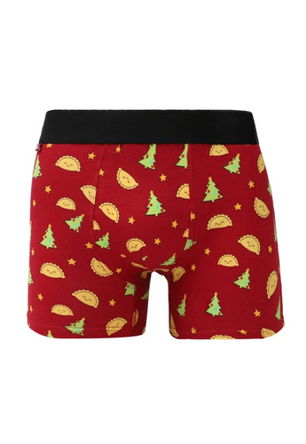 Conjunto masculino Moraj MB1800-009 rojo con bóxer y calcetines navideños de algodón