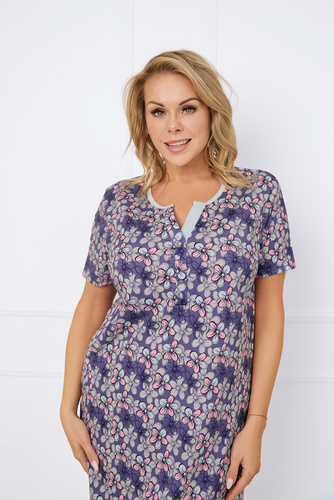 Camisón desabrochado Carbonia, manga corta Moda Italiana - estampado