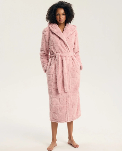 Henderson Gitte 45427 Bata de mujer rosa suave con capucha y bolsillos