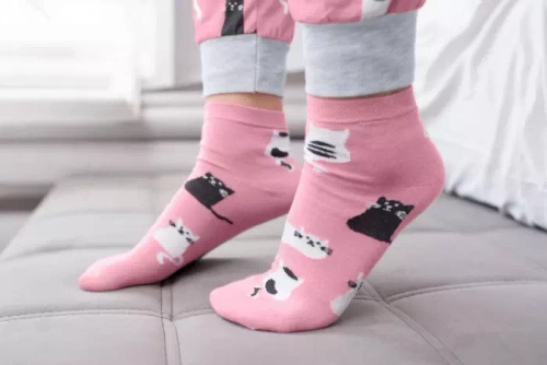 S124Z Bami Socks Calcetines Moda Italiana rosa/blanco/grafito