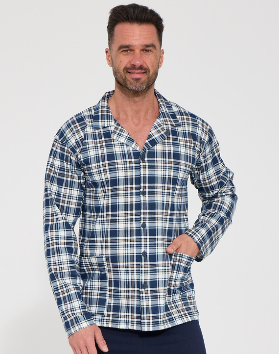 Pijama para hombre Cornette 114/85 abotonada 100% algodón a cuadros