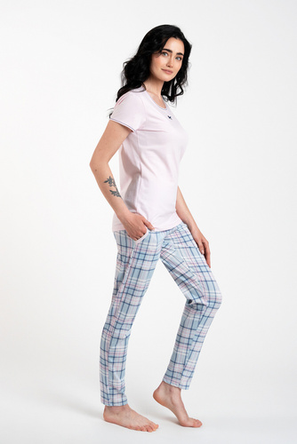 Pijama de manga corta y pantalón largo Glamour Ladies Italian Fashion - rosa/estampado