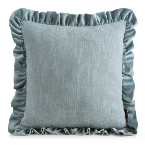 Eurofirany Elvara funda decorativa 45x45 de terciopelo con volante - azul