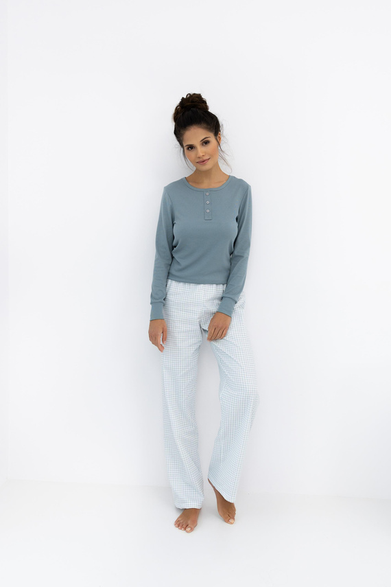 Janelle Sensis - Pijama de mujer con mangas largas y pantalón a cuadros