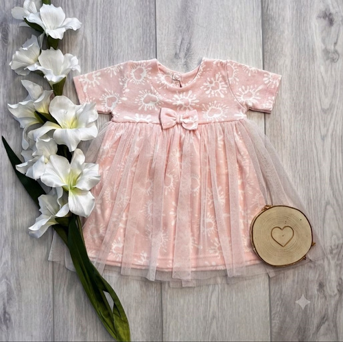 Vestido-body con tul Mamatti SB16301 rosa manga corta para niña
