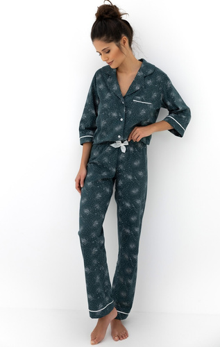 Pijama Sydney Sensis verde - elegante pijama abotonado de algodón para mujer
