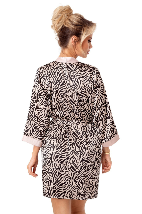 Bata Sheila Donna beige - elegante bata de mujer de satén con cinturón