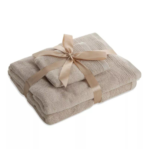 Juego de 3 toallas Eurofirany 500 GSM algodón en caja premium beige