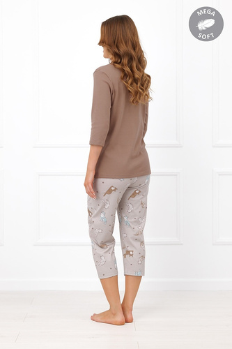 Italian Fashion Filomena Pijama mujer Mega Soft 3/4 gatos bolsillos