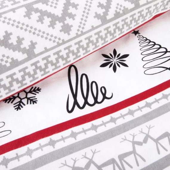 31514/1 Ropa de cama navideña de franela Flanelove Darymex gris rojo- juego 100% algodón, cálido y suave